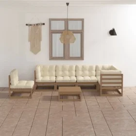 Garden furniture set 7 pieces and cushions solid pine wood by , Garden sets - Ref: Foro24-3076642, Price: 766,98 €, Discount: %