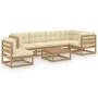 Garden furniture set 7 pieces and cushions solid pine wood by , Garden sets - Ref: Foro24-3076642, Price: 766,98 €, Discount: %