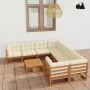 Garden furniture set 9 pcs honey brown pine wood cushions by , Garden sets - Ref: Foro24-3077032, Price: 965,25 €, Discount: %