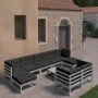 10-piece garden furniture set with gray pine wood cushions by , Garden sets - Ref: Foro24-3077161, Price: 784,75 €, Discount: %