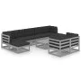 10-piece garden furniture set with gray pine wood cushions by , Garden sets - Ref: Foro24-3077161, Price: 784,75 €, Discount: %