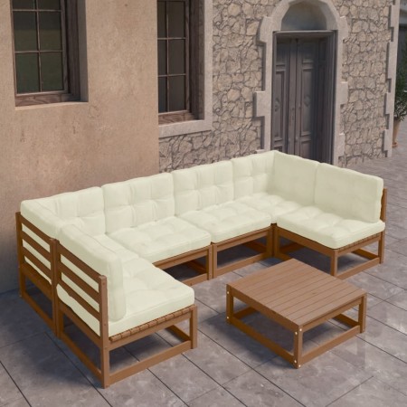 Gartenmöbel-Set 7-tlg. Kissen aus honigbraunem Kiefernholz von , Gartensets - Ref: Foro24-3077182, Preis: 696,51 €, Rabatt: %