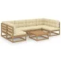 Garden furniture set 7 pcs honey brown pine wood cushions by , Garden sets - Ref: Foro24-3077182, Price: 696,51 €, Discount: %