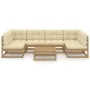 Garden furniture set 7 pcs honey brown pine wood cushions by , Garden sets - Ref: Foro24-3077182, Price: 696,51 €, Discount: %