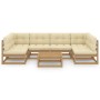 Gartenmöbel-Set 7-tlg. Kissen aus honigbraunem Kiefernholz von , Gartensets - Ref: Foro24-3077182, Preis: 696,51 €, Rabatt: %