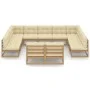 Garden furniture set 11 pcs honey brown pine wood cushions by , Garden sets - Ref: Foro24-3077227, Price: 1,00 €, Discount: %