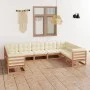 Set de muebles de jardín 9 pzs cojines madera pino marrón miel de , Conjuntos de jardín - Ref: Foro24-3077317, Precio: 999,39...