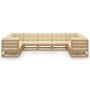 Set de muebles de jardín 9 pzs cojines madera pino marrón miel de , Conjuntos de jardín - Ref: Foro24-3077317, Precio: 967,52 €