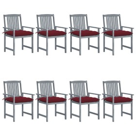 Garden chairs with cushions 8 pcs solid gray acacia wood by , Garden chairs - Ref: Foro24-3078258, Price: 557,66 €, Discount: %