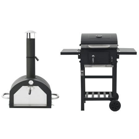 Horno para pizza y barbacoa al aire libre 3 en 1 negro de , Barbacoas - Ref: Foro24-3079733, Precio: 375,27 €, Descuento: %