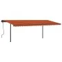 Manual retractable awning with orange and brown LED light 6x3.5 m by , Awnings - Ref: Foro24-3070280, Price: 715,12 €, Discou...