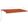 Manual retractable awning with orange and brown LED light 6x3.5 m by , Awnings - Ref: Foro24-3070280, Price: 715,12 €, Discou...