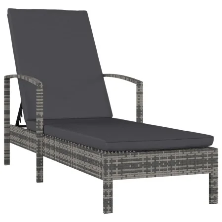 Graue Sonnenliege aus synthetischem Rattan mit Armlehnen von vidaXL, Liegen - Ref: Foro24-48126, Preis: 108,83 €, Rabatt: %