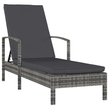 Gray synthetic rattan sun lounger with armrests by vidaXL, Loungers - Ref: Foro24-48126, Price: 151,46 €, Discount: %