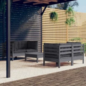Garden furniture 5 pieces with anthracite pine wood cushions by , Garden sets - Ref: Foro24-3096024, Price: 417,40 €, Discoun...