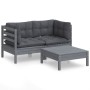 Garden furniture 3 pieces with anthracite pine wood cushions by , Garden sets - Ref: Foro24-3096018, Price: 240,89 €, Discoun...