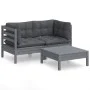 Garden furniture 3 pieces with anthracite pine wood cushions by , Garden sets - Ref: Foro24-3096018, Price: 238,01 €, Discoun...
