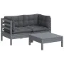 Garden furniture 3 pieces with anthracite pine wood cushions by , Garden sets - Ref: Foro24-3096018, Price: 238,01 €, Discoun...