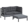 Gartenmöbel 3-teilig mit anthrazitfarbenen Kiefernholzkissen von , Gartensets - Ref: Foro24-3096018, Preis: 241,02 €, Rabatt: %
