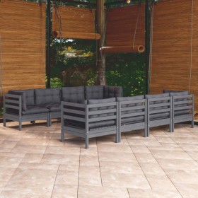 Juego de muebles de jardín 9 pzas y cojines madera maciza pino de , Conjuntos de jardín - Ref: Foro24-3096168, Precio: 777,44...