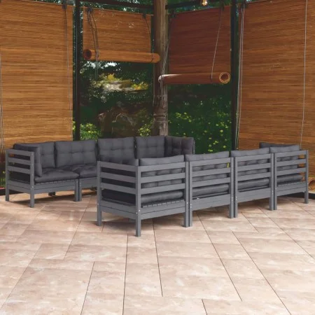 Juego de muebles de jardín 9 pzas y cojines madera maciza pino de , Conjuntos de jardín - Ref: Foro24-3096168, Precio: 800,32...