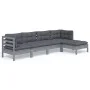 5-teiliges Gartenmöbel-Set und Kissen aus grauem Kiefernholz von , Gartensets - Ref: Foro24-3096360, Preis: 404,01 €, Rabatt: %