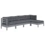 5-teiliges Gartenmöbel-Set und Kissen aus grauem Kiefernholz von , Gartensets - Ref: Foro24-3096360, Preis: 404,01 €, Rabatt: %