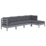5-teiliges Gartenmöbel-Set und Kissen aus grauem Kiefernholz von , Gartensets - Ref: Foro24-3096360, Preis: 392,42 €, Rabatt: %