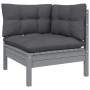 5-teiliges Gartenmöbel-Set und Kissen aus grauem Kiefernholz von , Gartensets - Ref: Foro24-3096360, Preis: 392,42 €, Rabatt: %