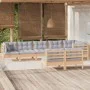 Garden furniture set 8 pieces and cushions solid pine wood by , Garden sets - Ref: Foro24-3096453, Price: 671,96 €, Discount: %