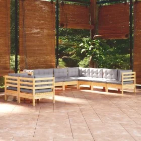 Garden furniture set 9 pieces and cushions solid pine wood by , Garden sets - Ref: Foro24-3096898, Price: 729,09 €, Discount: %
