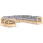 Garden furniture set 9 pieces and cushions solid pine wood by , Garden sets - Ref: Foro24-3096898, Price: 733,37 €, Discount: %