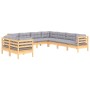 Juego de muebles de jardín 9 pzas y cojines madera maciza pino de , Conjuntos de jardín - Ref: Foro24-3096898, Precio: 731,82...