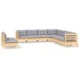 Garden furniture set 9 pieces and cushions solid pine wood by , Garden sets - Ref: Foro24-3096826, Price: 722,59 €, Discount: %