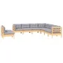 Garden furniture set 9 pieces and cushions solid pine wood by , Garden sets - Ref: Foro24-3096826, Price: 722,59 €, Discount: %