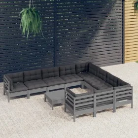Gartenmöbel 11-teilig und Kissen aus grauem Kiefernholz von , Gartensets - Ref: Foro24-3097003, Preis: 937,02 €, Rabatt: %