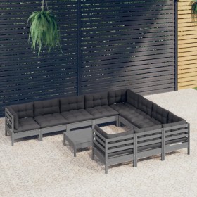 Gartenmöbel 11-teilig und Kissen aus grauem Kiefernholz von , Gartensets - Ref: Foro24-3097003, Preis: 897,06 €, Rabatt: %