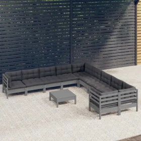 Gartenmöbel 11-teilig und Kissen aus grauem Kiefernholz von , Gartensets - Ref: Foro24-3097015, Preis: 937,02 €, Rabatt: %