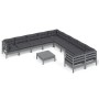 Garden furniture 11 pieces and gray pine wood cushions by , Garden sets - Ref: Foro24-3097015, Price: 909,69 €, Discount: %