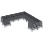 Muebles de jardín 11 pzas y cojines gris madera de pino de , Conjuntos de jardín - Ref: Foro24-3097057, Precio: 936,90 €, Des...