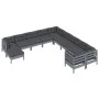 Muebles de jardín 11 pzas y cojines gris madera de pino de , Conjuntos de jardín - Ref: Foro24-3097057, Precio: 936,90 €, Des...