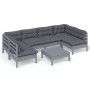 Garden furniture 7 pieces and gray cushions solid pine wood by , Garden sets - Ref: Foro24-3097159, Price: 565,64 €, Discount: %