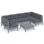 Muebles de jardín 7 pzas y cojines gris madera maciza de pino de , Conjuntos de jardín - Ref: Foro24-3097159, Precio: 591,11 ...