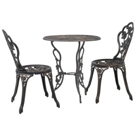 Mesa y sillas bistró de jardín 3 piezas aluminio fundido