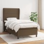 Cama box spring con colchón tela marrón oscuro 90x200 cm