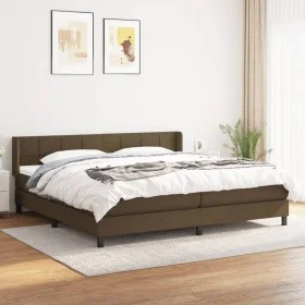 Box spring bed with dark brown fabric mattress 200x200 cm by , Beds and slatted bases - Ref: Foro24-3129740, Price: 595,15 €,...