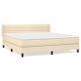 Cama box spring con colchón tela color crema 160x200 cm de , Camas y somieres - Ref: Foro24-3129806, Precio: 515,57 €, Descue...