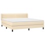 Cama box spring con colchón tela color crema 160x200 cm de , Camas y somieres - Ref: Foro24-3129806, Precio: 515,57 €, Descue...