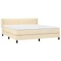 Box spring bed with cream fabric mattress 160x200 cm by , Beds and slatted bases - Ref: Foro24-3129886, Price: 494,66 €, Disc...