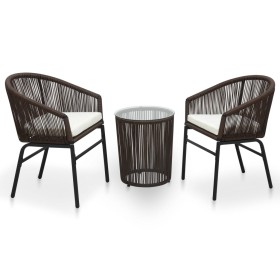 Garden table and chairs set 3 pieces and brown PE rattan cushions by vidaXL, Garden sets - Ref: Foro24-48139, Price: 204,22 €...
